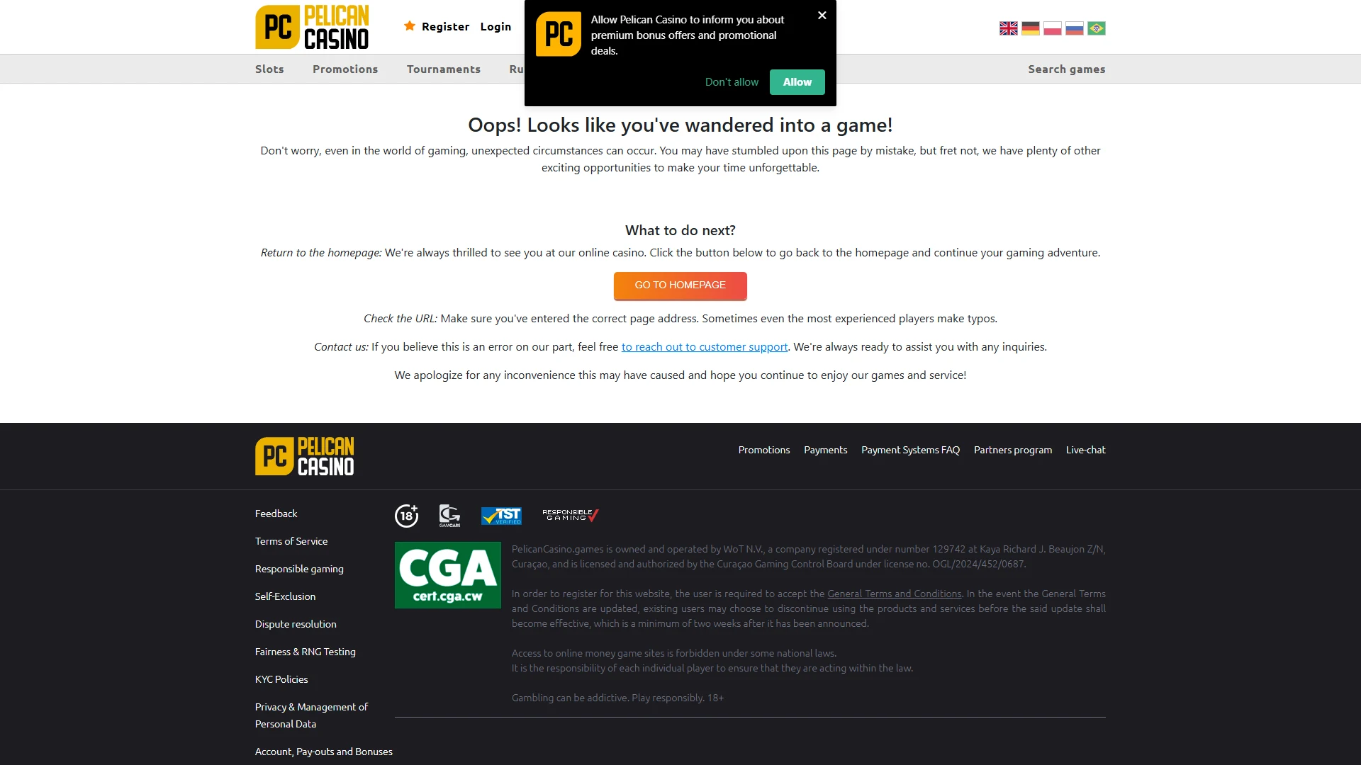 Pelican Casino payment methods